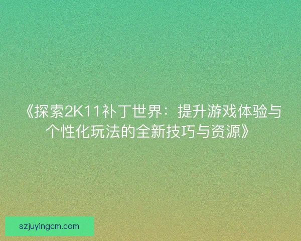 《探索2K11补丁世界：提升游戏体验与个性化玩法的全新技巧与资源》