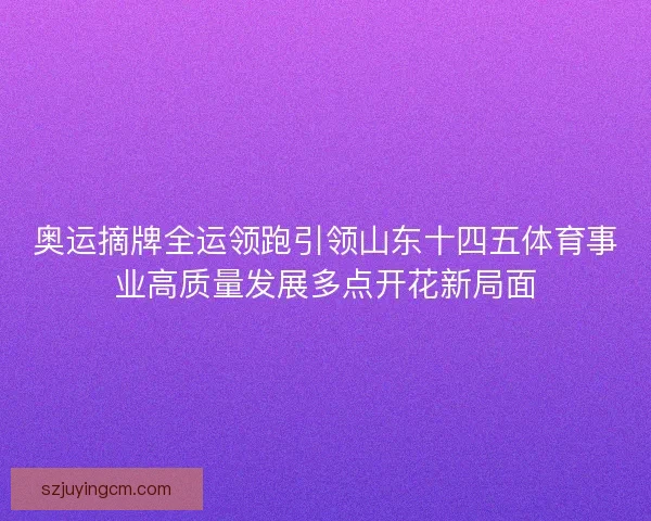 奥运摘牌全运领跑引领山东十四五体育事业高质量发展多点开花新局面