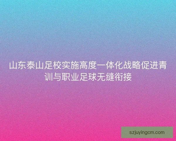 山东泰山足校实施高度一体化战略促进青训与职业足球无缝衔接