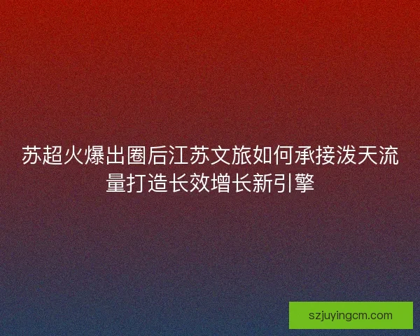 苏超火爆出圈后江苏文旅如何承接泼天流量打造长效增长新引擎